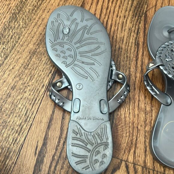 Jack Rogers Womens Gray Gold Jelly Flip Flop Sandals Sz US 7 - Picture 5 of 5